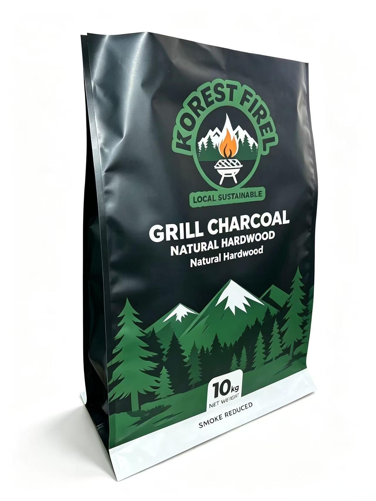 Custom printed grill charcoal bag - 10 kg natural hardwood block bottom